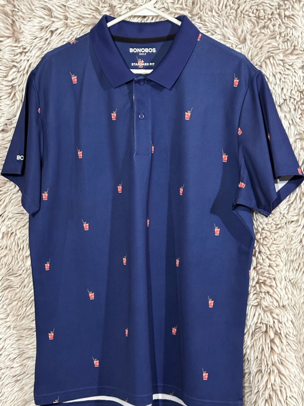 Bonobos Navy Polo with Red Cocktail Print